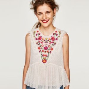 White floral Zara top NWT
